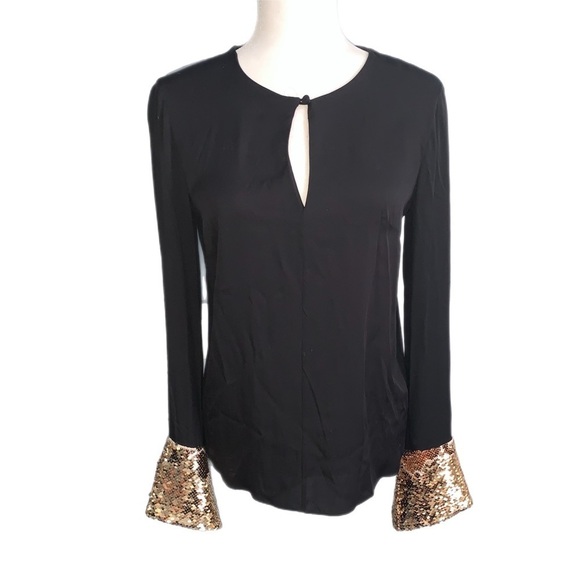 Milly Black Silk Blend Blouse Size 4 - Picture 1 of 8